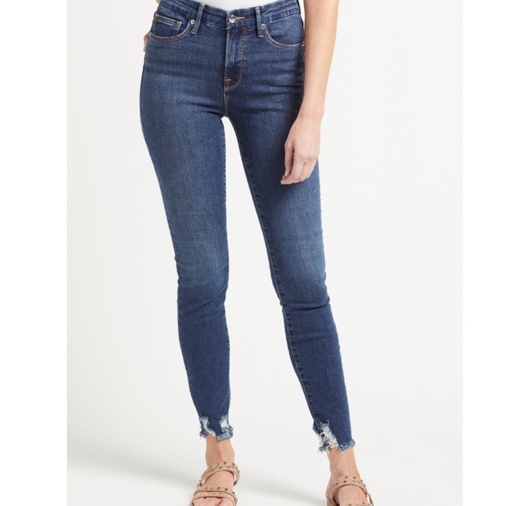 Good American Good Legs 
Chewed Hem Skinny Jeans 
Size 24 Excellent Condition